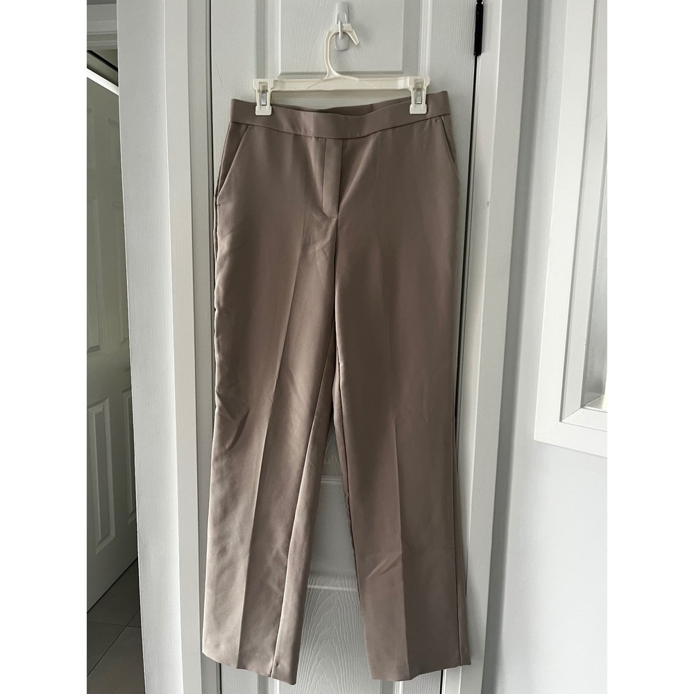 Womens Neutral Taupe‎ Wide Leg Dress Pants Tailored Career Office Size Small